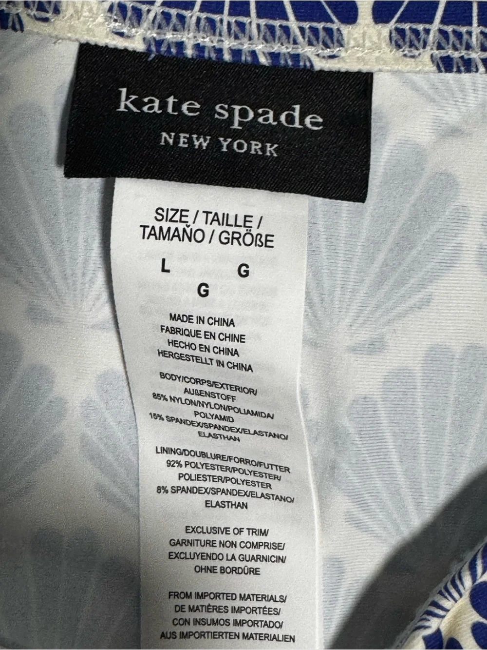 kate spade Navy and White Shell-Print Bandeau Bikini